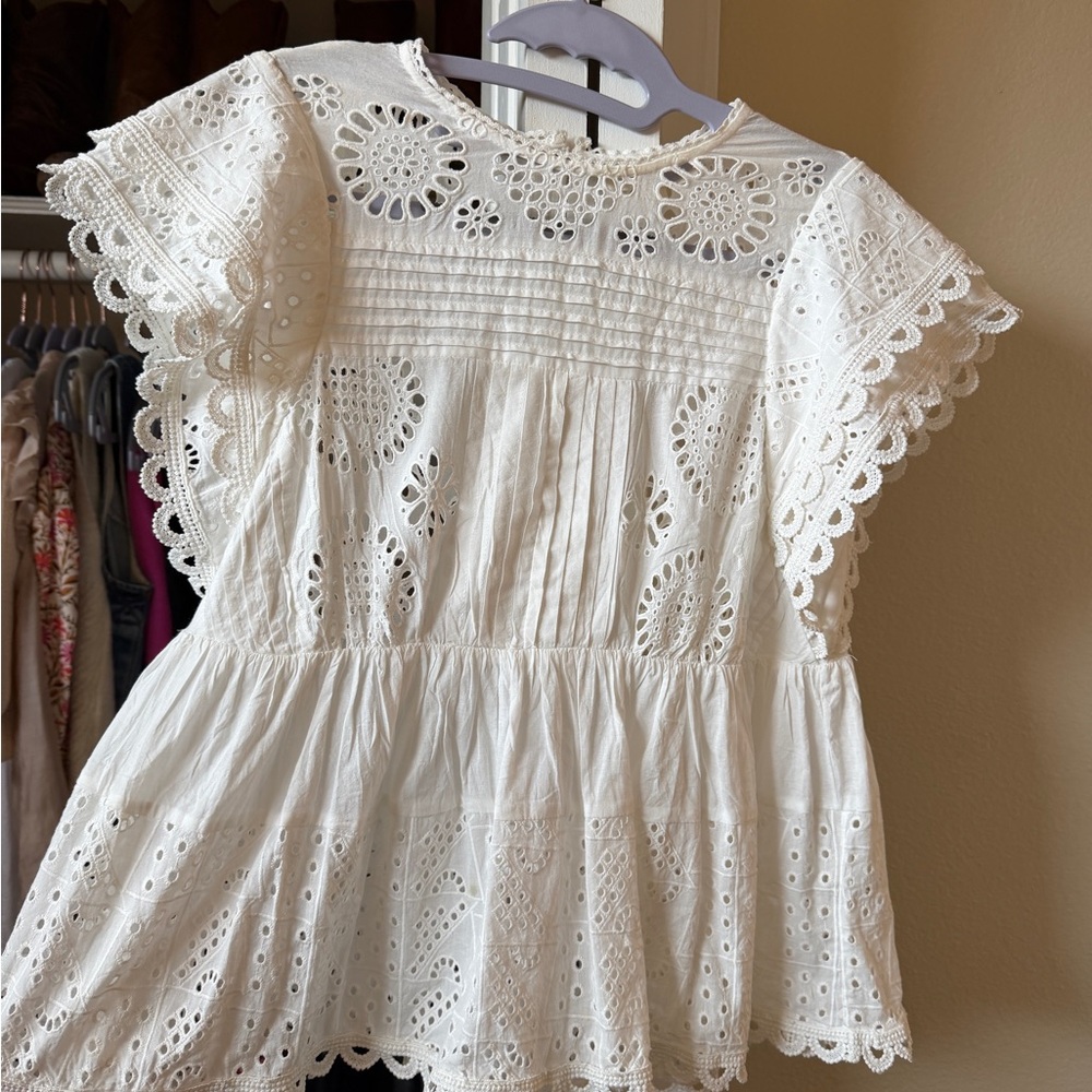 White eyelet lace top
